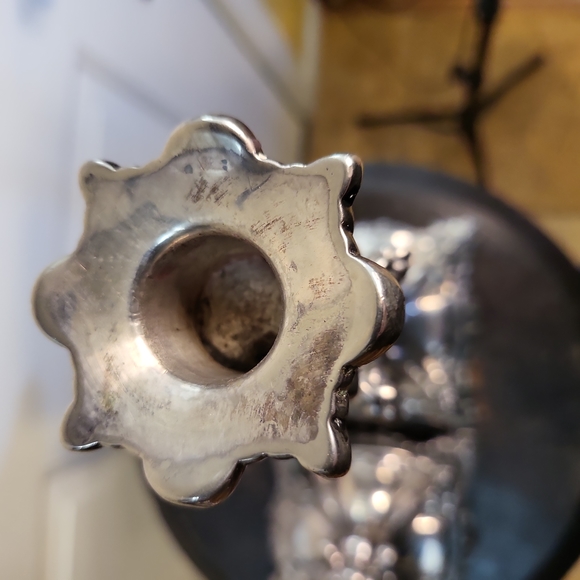 Pair of Russian Repousse Silver Plate Candlesticks by Warszawa Norblin 19th Cent - Picture 5 of 11